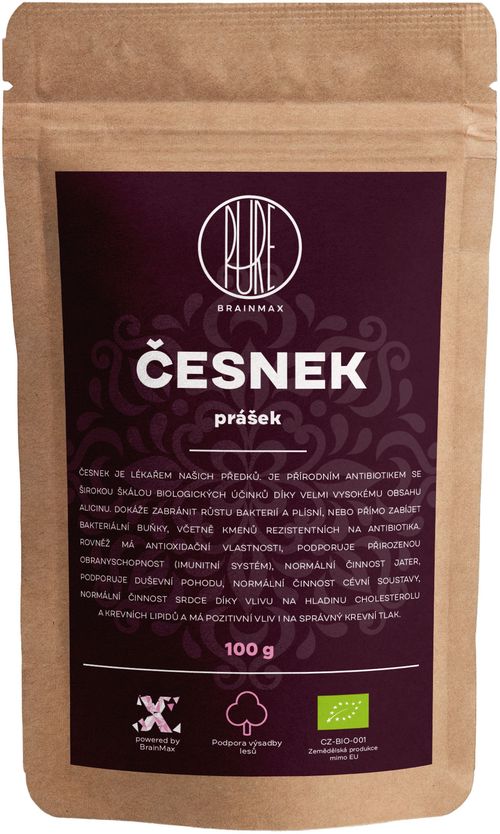 BrainMax Pure Česnek BIO prášek, 100 g *CZ-BIO-001 certifikát