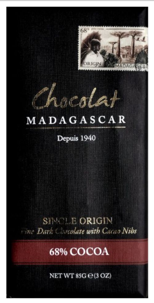 Chocolat Madagascar - BIO Hořká čokoláda s kousky kakaových bobů, 68% kakao, 85 g CZ-BIO-001 certifikát