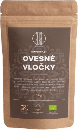 BrainMax Pure Superfast Ovesné Vločky BIO, 1kg *CZ-BIO-001 certifikát