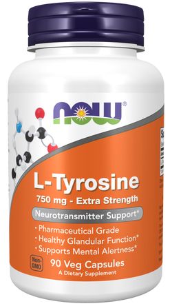 Now® Foods NOW L-Tyrosine, 750 mg, 90 rostlinných kapslí
