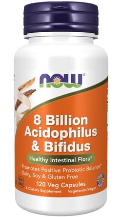 Now® Foods NOW 8 Billion Acidophilus & Bifidus, Probiotika 8 mld., 3 kmeny pro zdraví střev a imunitu, 120 rostlinných kapslí
