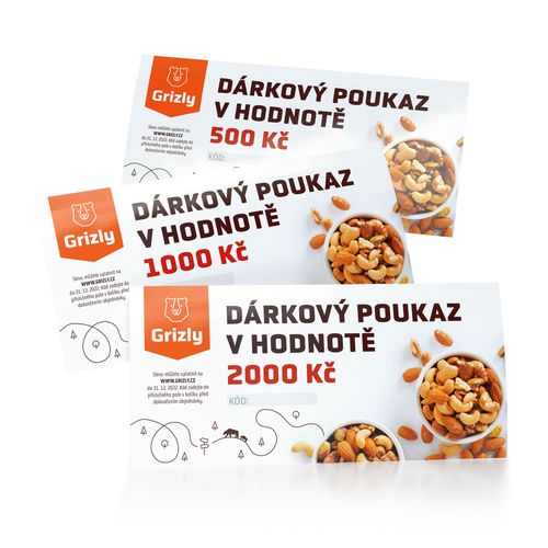 GRIZLY Dárkový tištěný poukaz 2000 Kč