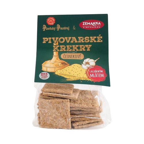 Biopekárna Zemanka s.r.o. Zemanka Slané krekry s mlátem z Plzeňského Prazdroje a česnekem 100g