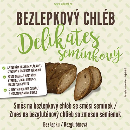 ADVENI Bezlepkový chléb DELIKATES se směsí semínek 500 g