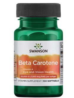 Swanson Beta-karoten (Vitamin A), 25000 IU, 100 softgels