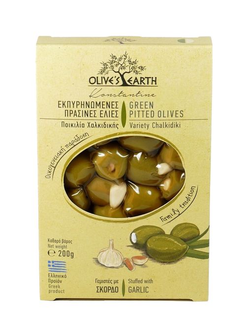 Olives Earth Zelené olivy s česnekem 200 g