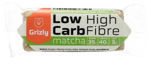 GRIZLY Low carb tyčinka s vlákninou Matcha 35 g