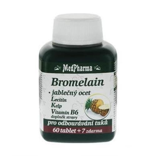 MedPharma Bromelain 300 mg+jabl.ocet,lecitin,kelp,B6 - 67 tablet