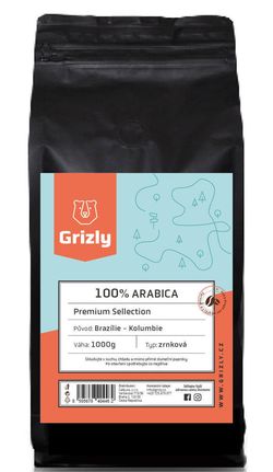 GRIZLY Zrnková káva 100% Arabica Premium Selection 1000 g