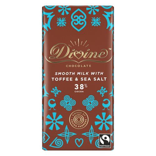 Divine Chocolate Mléčná čokoláda s křupavým karamelem a mořskou solí 38%, 90g