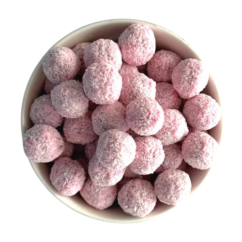 Mlsík jablečné kuličky s jahodovou polevou