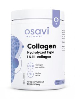 Osavi Collagen Hydrolyzed, Hydrolyzovaný kolagen prášek, Typ I & III, 300g