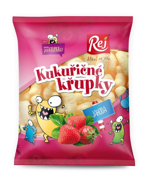 REJ Křupky kukuřičné jahodové 90 g