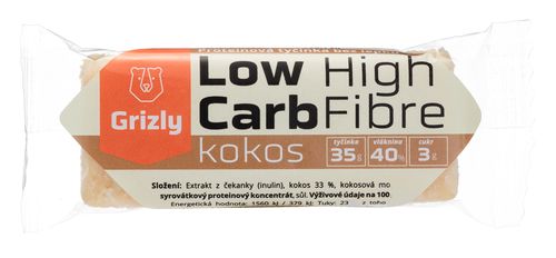GRIZLY Low carb tyčinka s vlákninou Kokos 35 g