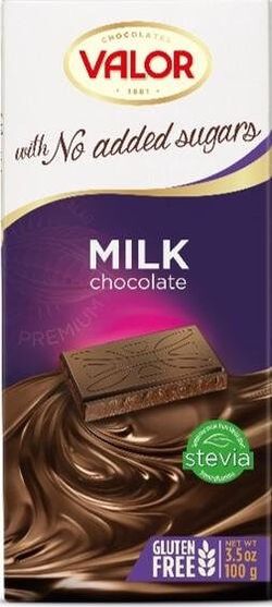 Valor Mléčná čokoláda 36% kakaa, bez cukru a lepku 100 g