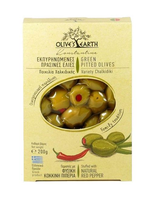 Olives Earth Zelené olivy s paprikou 200 g