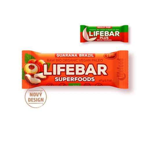 Lifefood Lifebar Superfoods Brazilská s guaranou BIO RAW 47 g - 