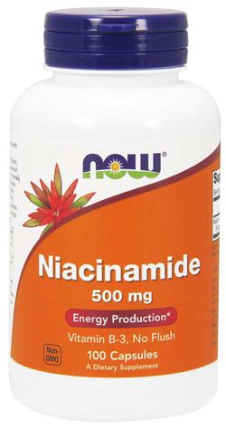 NOW® Foods NOW Vitamin B3 Nikotinamid (niacinamid), 500 mg, 100 kapslí